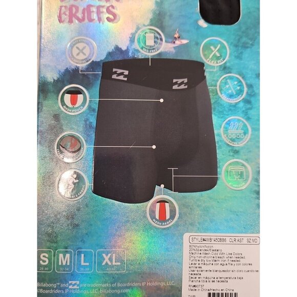 Billabong Men’s Med (32-34) 4PK Performance Microfiber Boxer Briefs Mesh Pouch - Picture 7 of 10